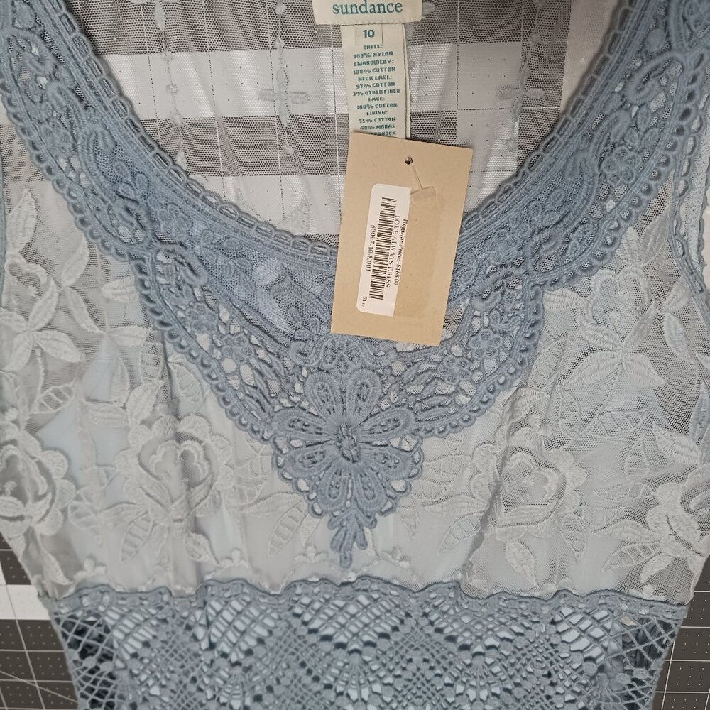 NWT Sundance Dusty Blue Lace Overlay Dress Sz 10 Love Always - Picture 4 of 13